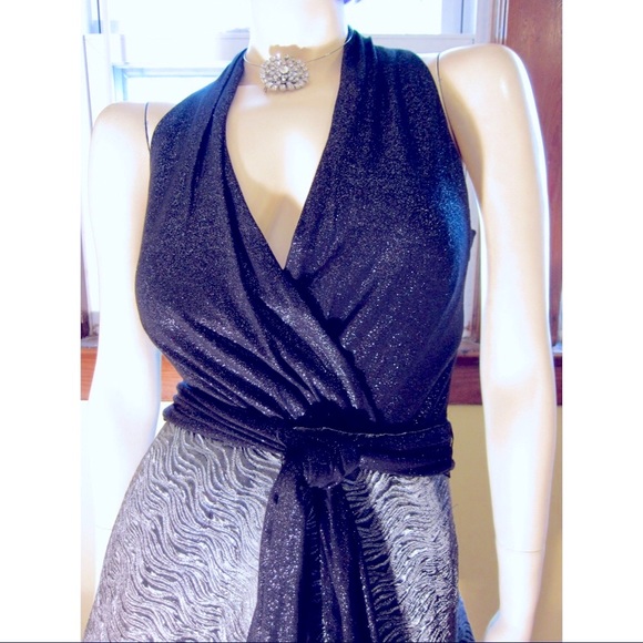 Vintage Suzi Chin Maggy Boutique Metallic Glam Party Dress - Picture 2 of 6